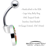 Holiday Santa Sloth Belly Ring by Onyx O