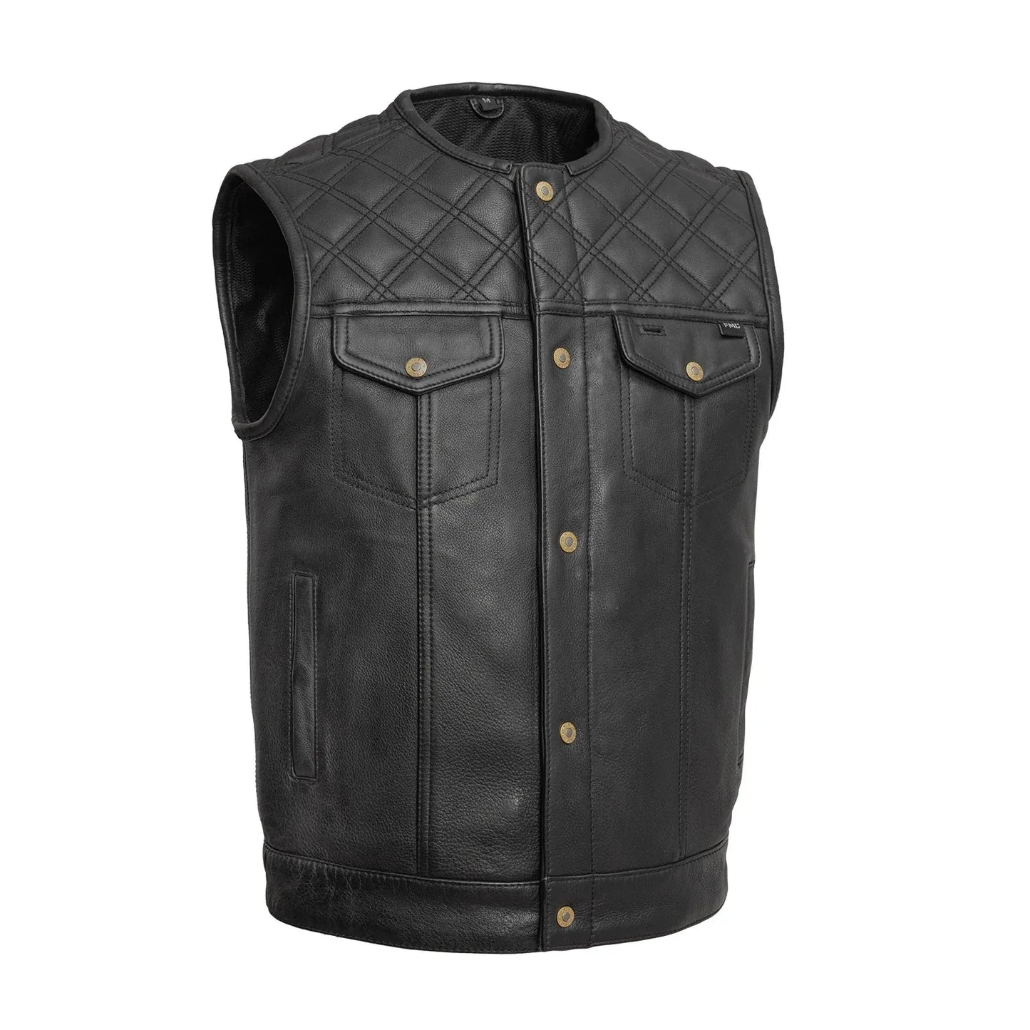 12 Gauge Men's Motorcycle Leather Vest - First Manufacturing Company - Flyclothing LLC