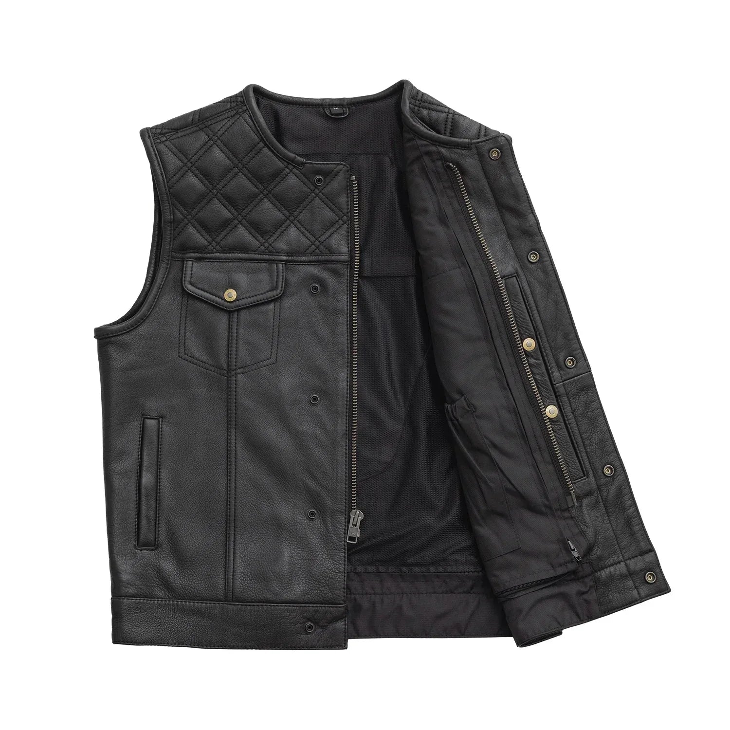 12 Gauge Men's Motorcycle Leather Vest - First Manufacturing Company - Flyclothing LLC