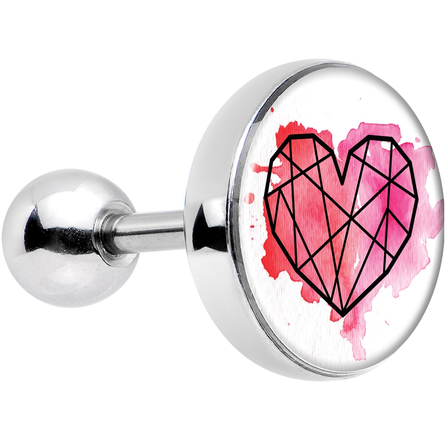 16G 1/4 Watercolor Geometric Heart Tragus Cartilage Earring - BodyCandy - Flyclothing LLC