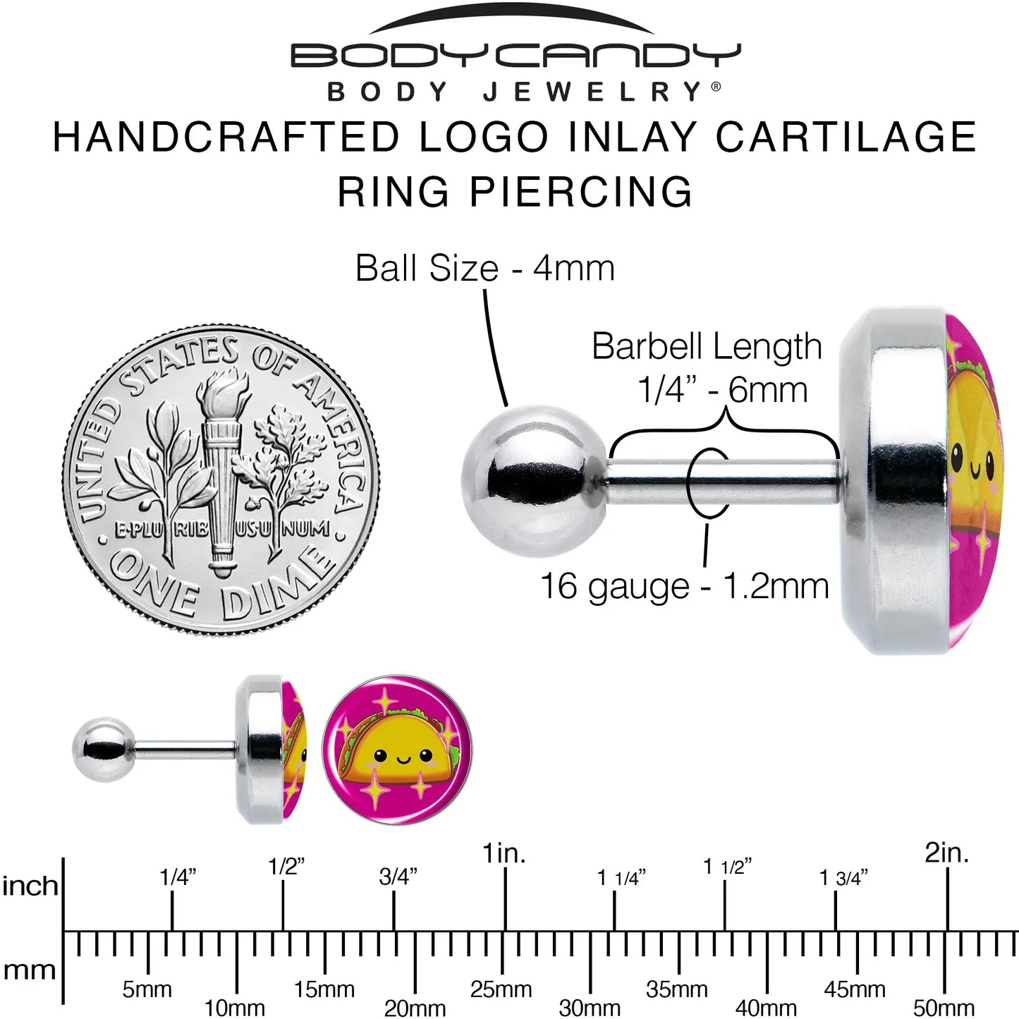 Mexican Fiesta Cute Taco Tragus Cartilage Earring by Onyx O - BodyCandy - Flyclothing LLC