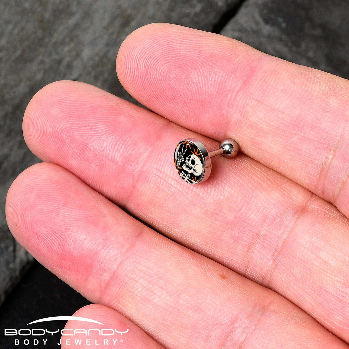 16G 1/4 Peace Sign Skeleton Tragus Cartilage Earring by Onyx O