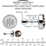 16G 1/4 Peace Sign Skeleton Tragus Cartilage Earring by Onyx O