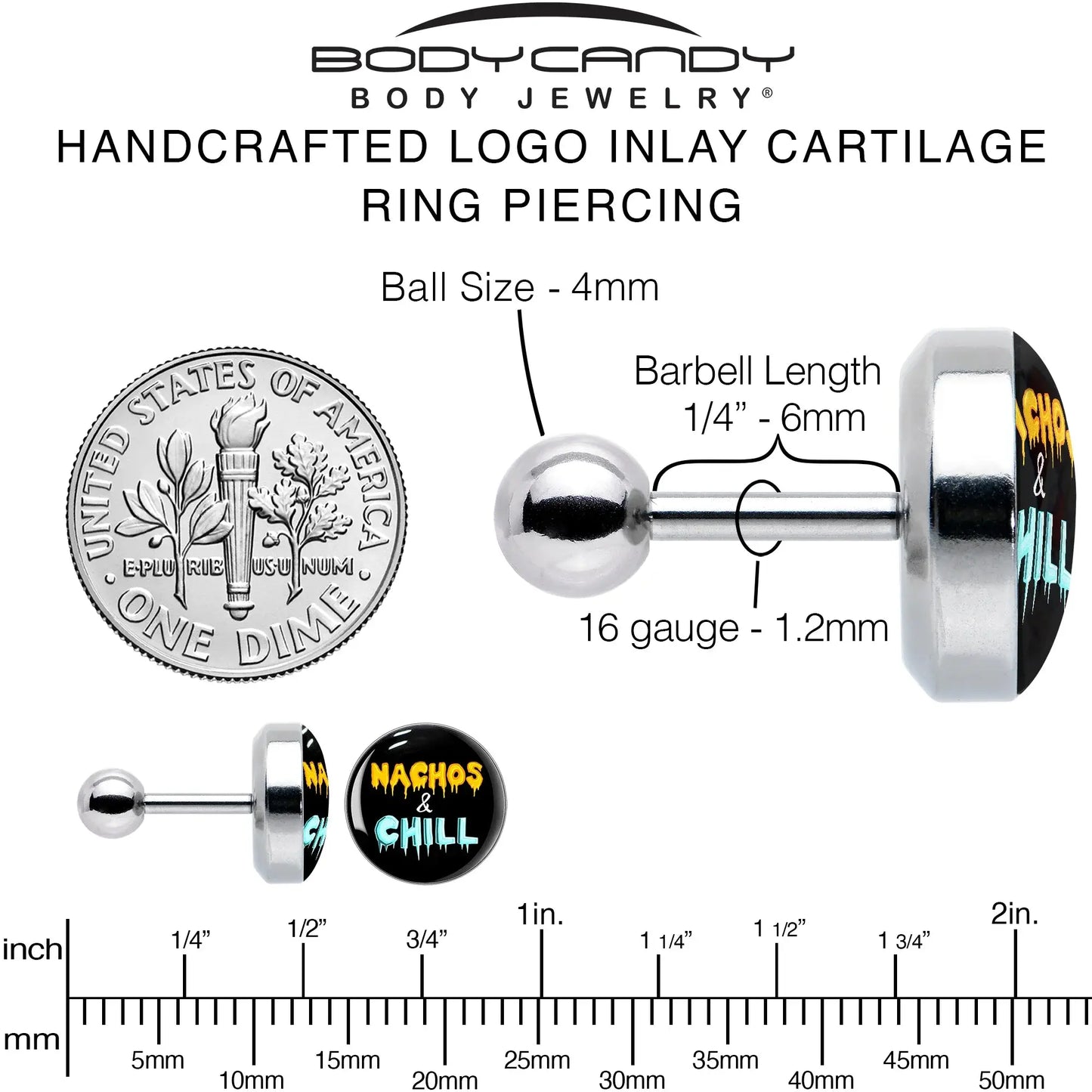 Nachos and Chill Tragus Cartilage Earring by Onyx O - BodyCandy - Flyclothing LLC