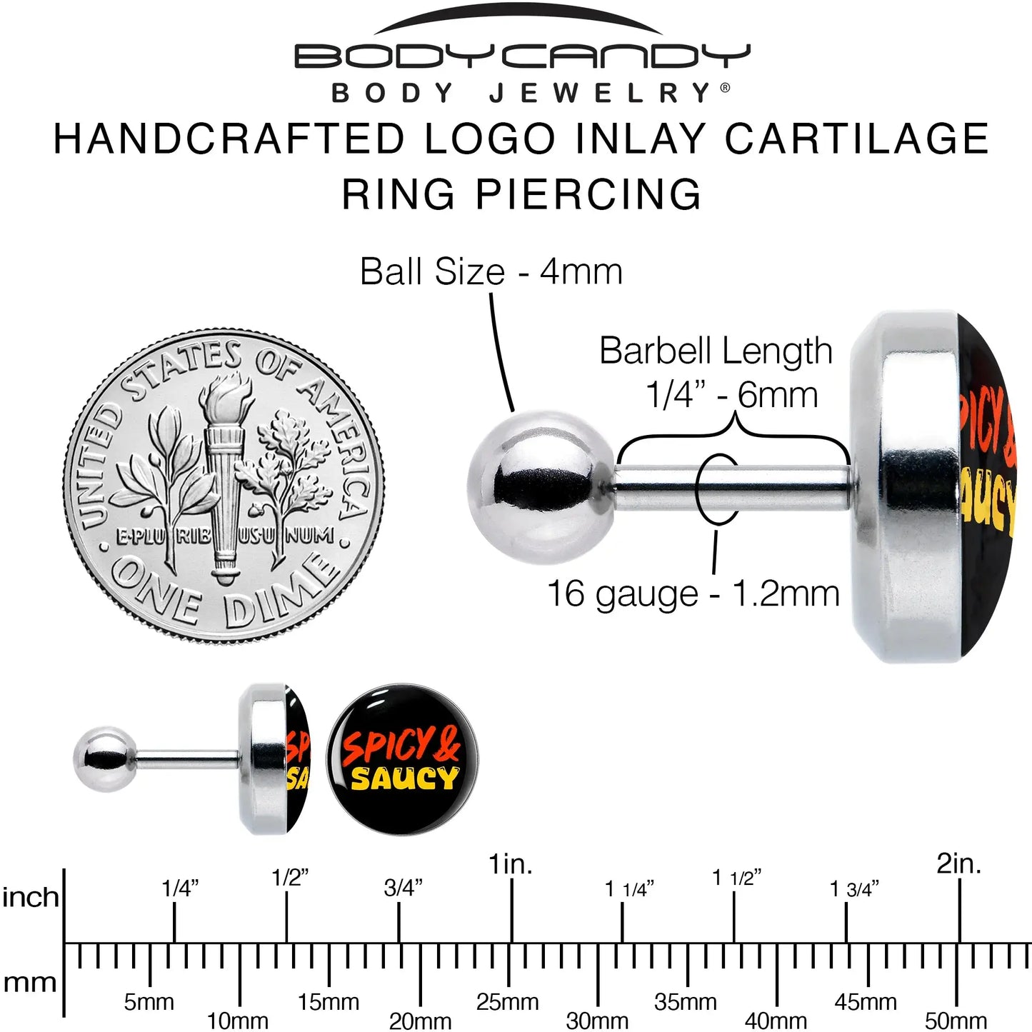 Spicy and Saucy Tragus Cartilage Earring by Onyx O - BodyCandy - Flyclothing LLC