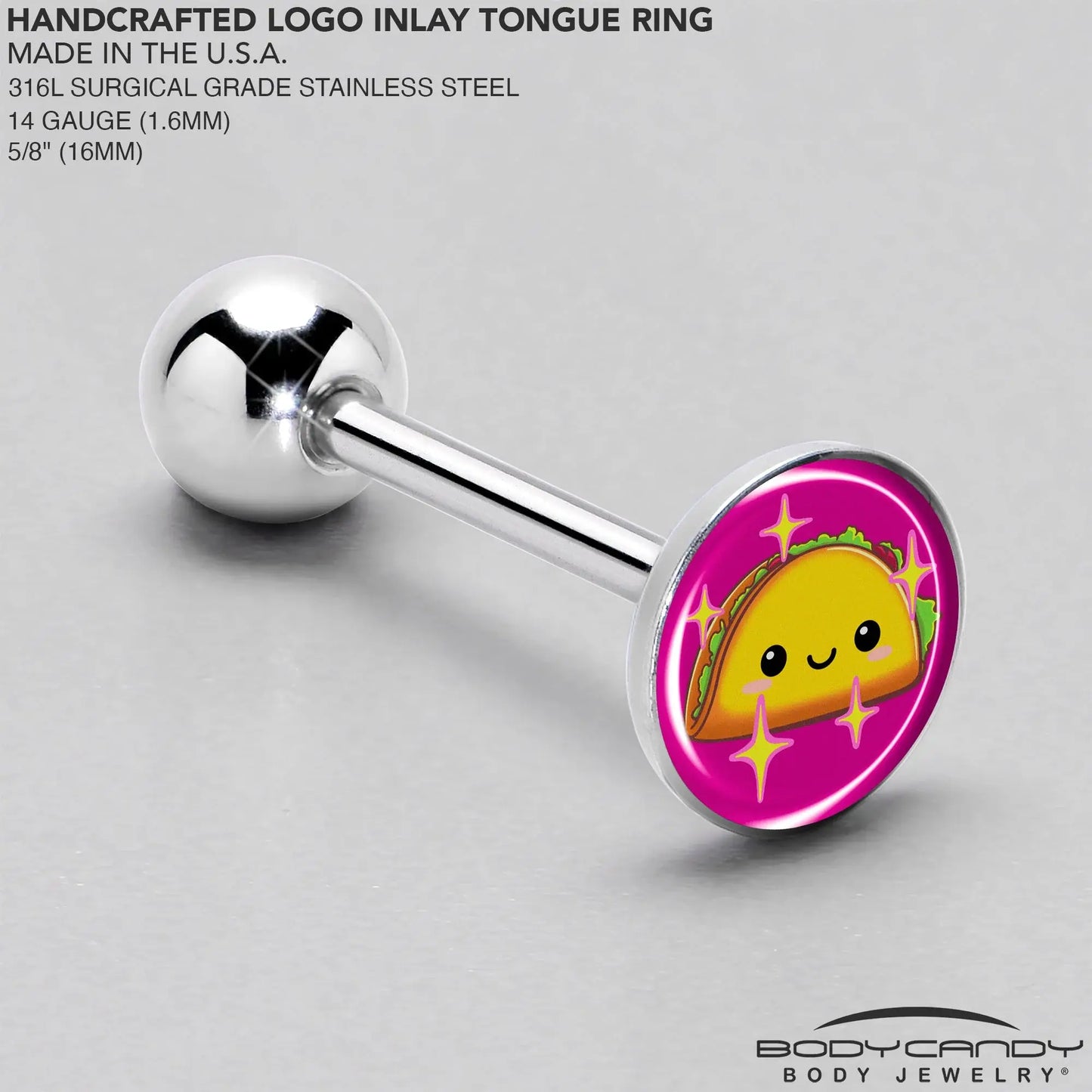 Mexican Fiesta Cute Taco Barbell Tongue Ring by Onyx O - BodyCandy - Flyclothing LLC