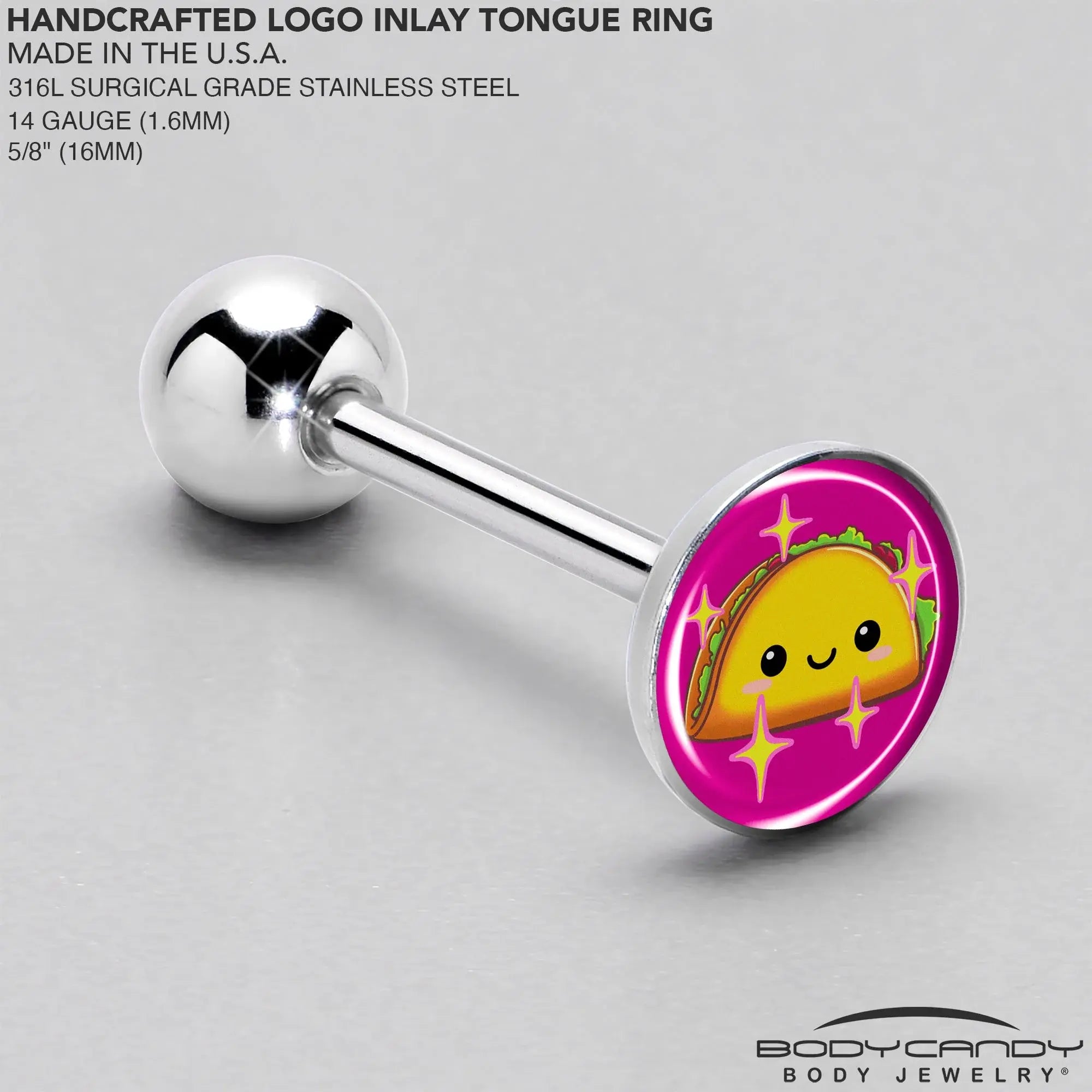 Mexican Fiesta Cute Taco Barbell Tongue Ring by Onyx O - BodyCandy - Flyclothing LLC
