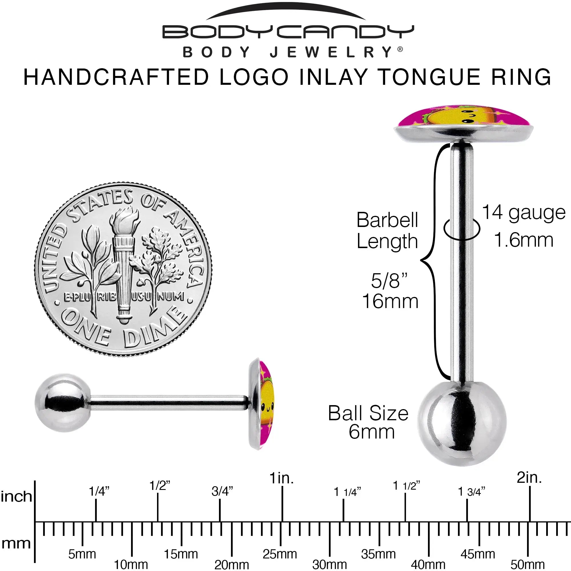 Mexican Fiesta Cute Taco Barbell Tongue Ring by Onyx O - BodyCandy - Flyclothing LLC