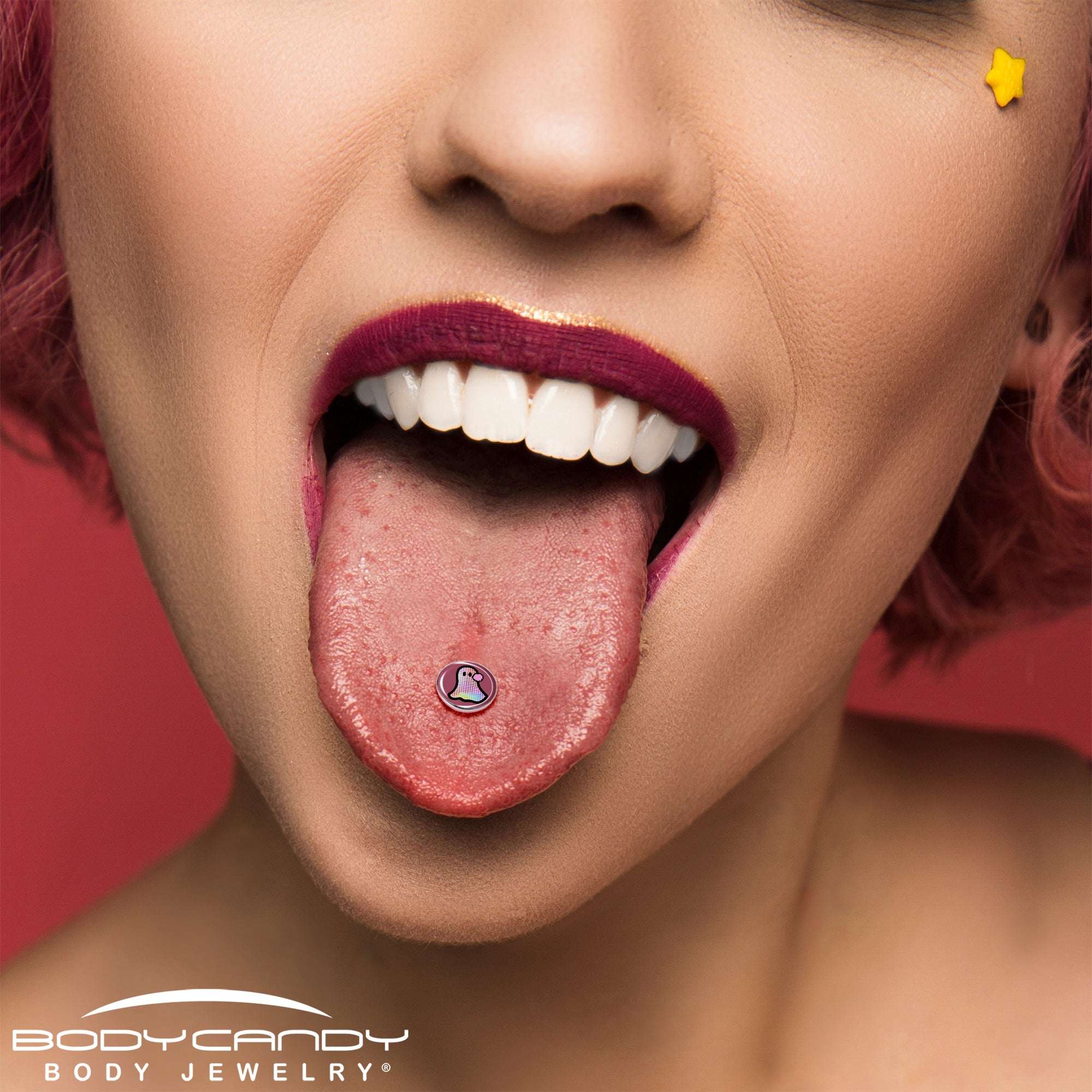 Disco Spirit Ghost Barbell Tongue Ring by Onyx O