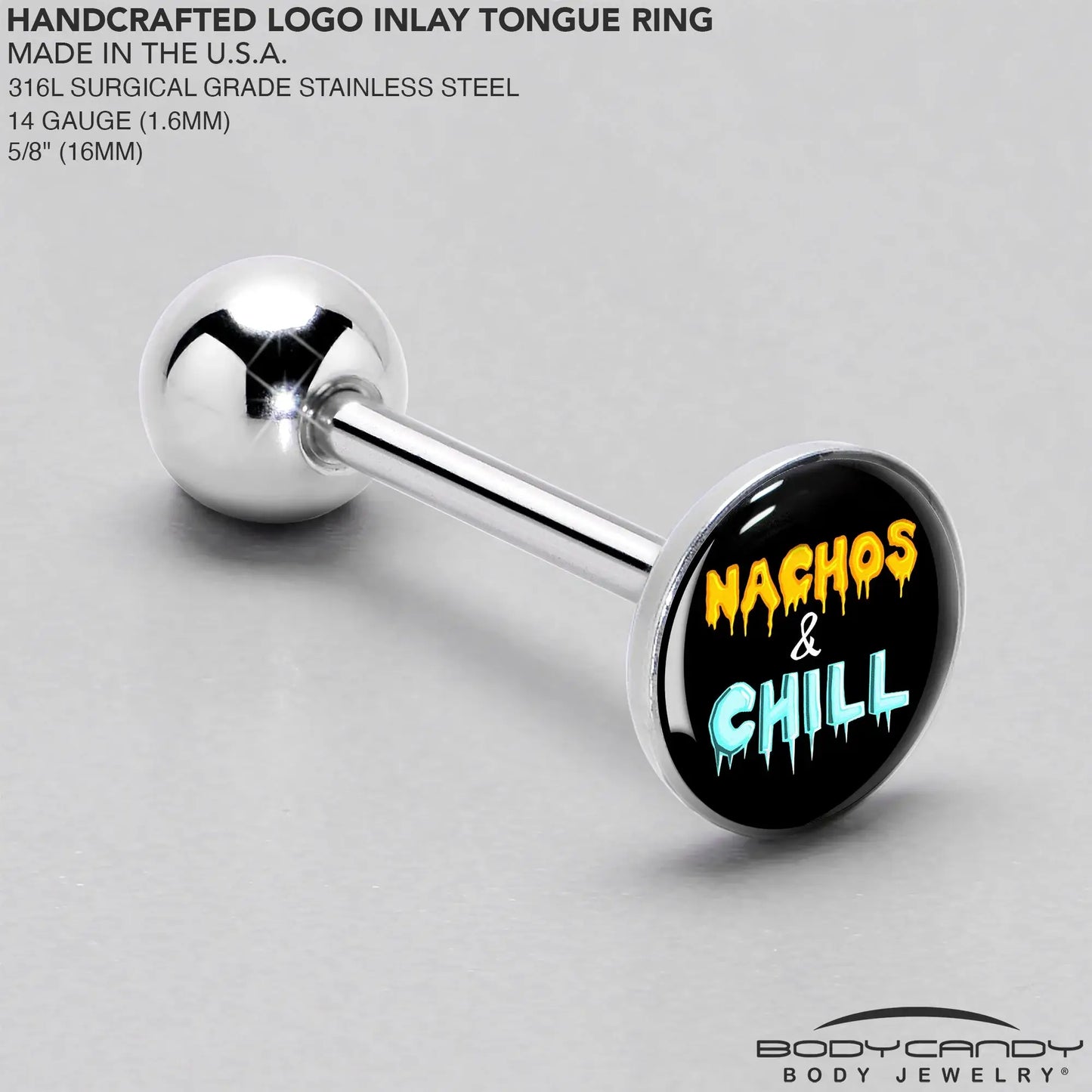 Nachos and Chill Barbell Tongue Ring by Onyx O - BodyCandy - Flyclothing LLC