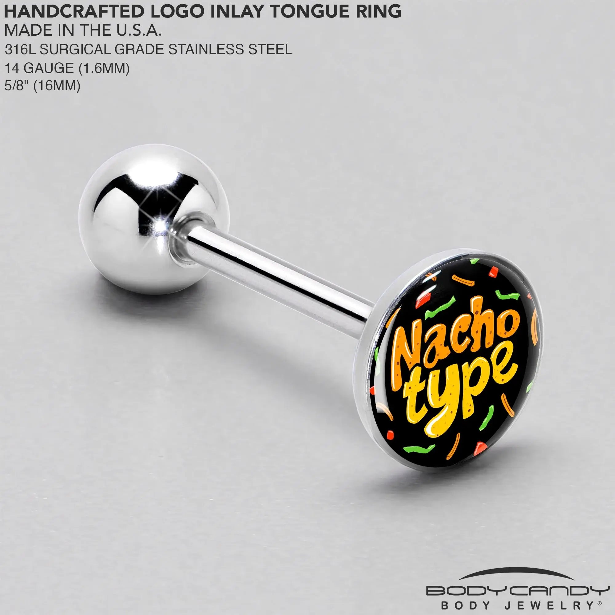 Nacho Type Barbell Tongue Ring by Onyx O - BodyCandy - Flyclothing LLC