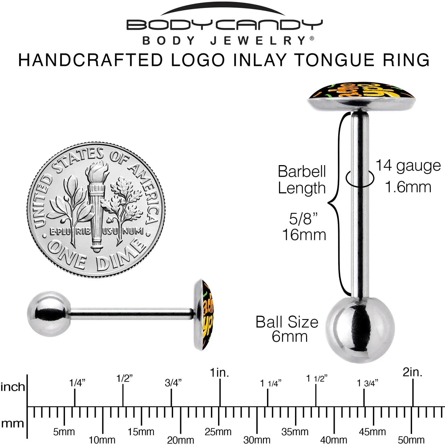 Nacho Type Barbell Tongue Ring by Onyx O - BodyCandy - Flyclothing LLC