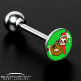 Santa Sloth Holiday Barbell Tongue Ring by Onyx O