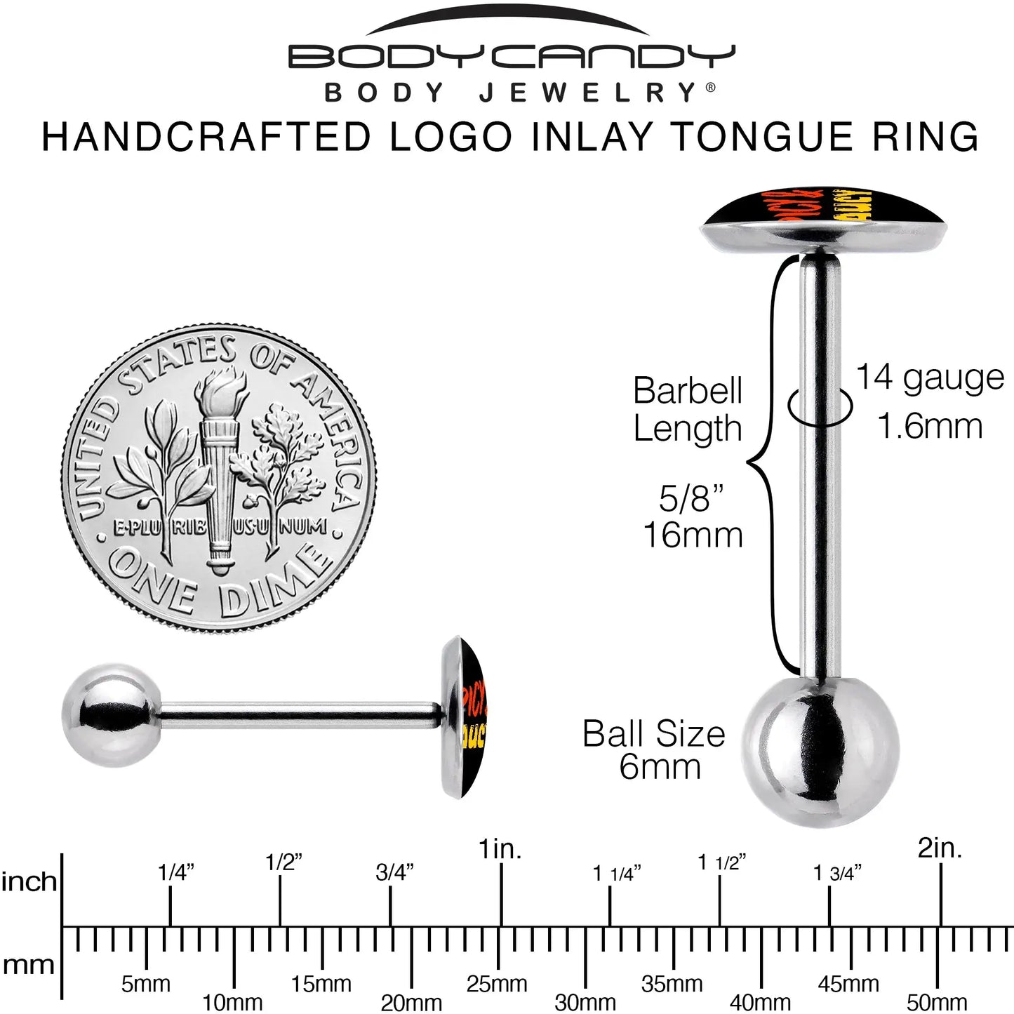 Spicy and Saucy Barbell Tongue Ring by Onyx O - BodyCandy - Flyclothing LLC