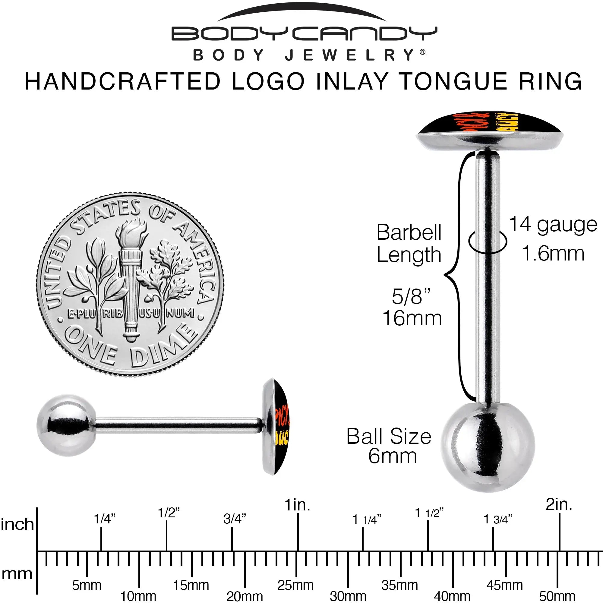 Spicy and Saucy Barbell Tongue Ring by Onyx O - BodyCandy - Flyclothing LLC