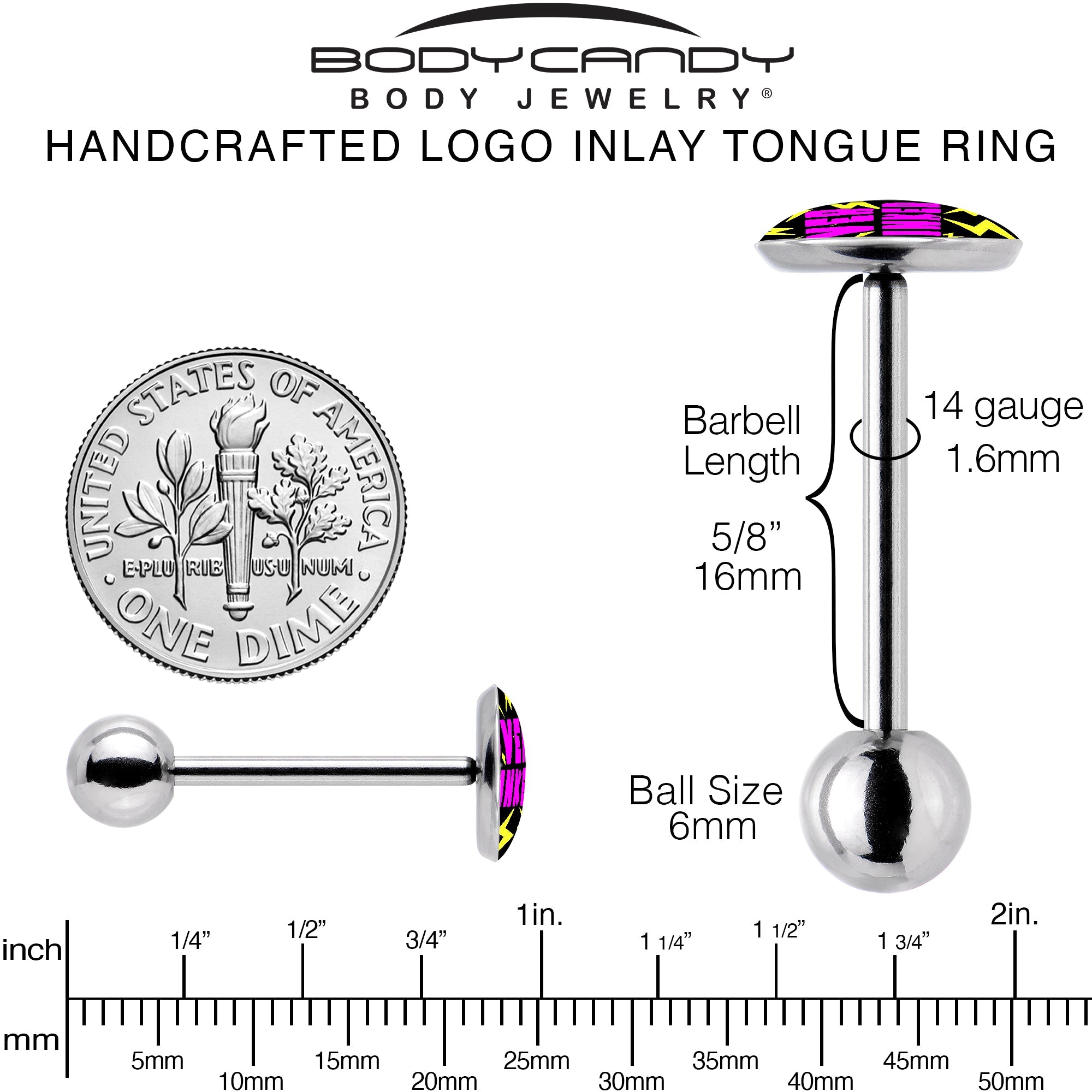 Over Thinker Impact Barbell Tongue Ring by Onyx O