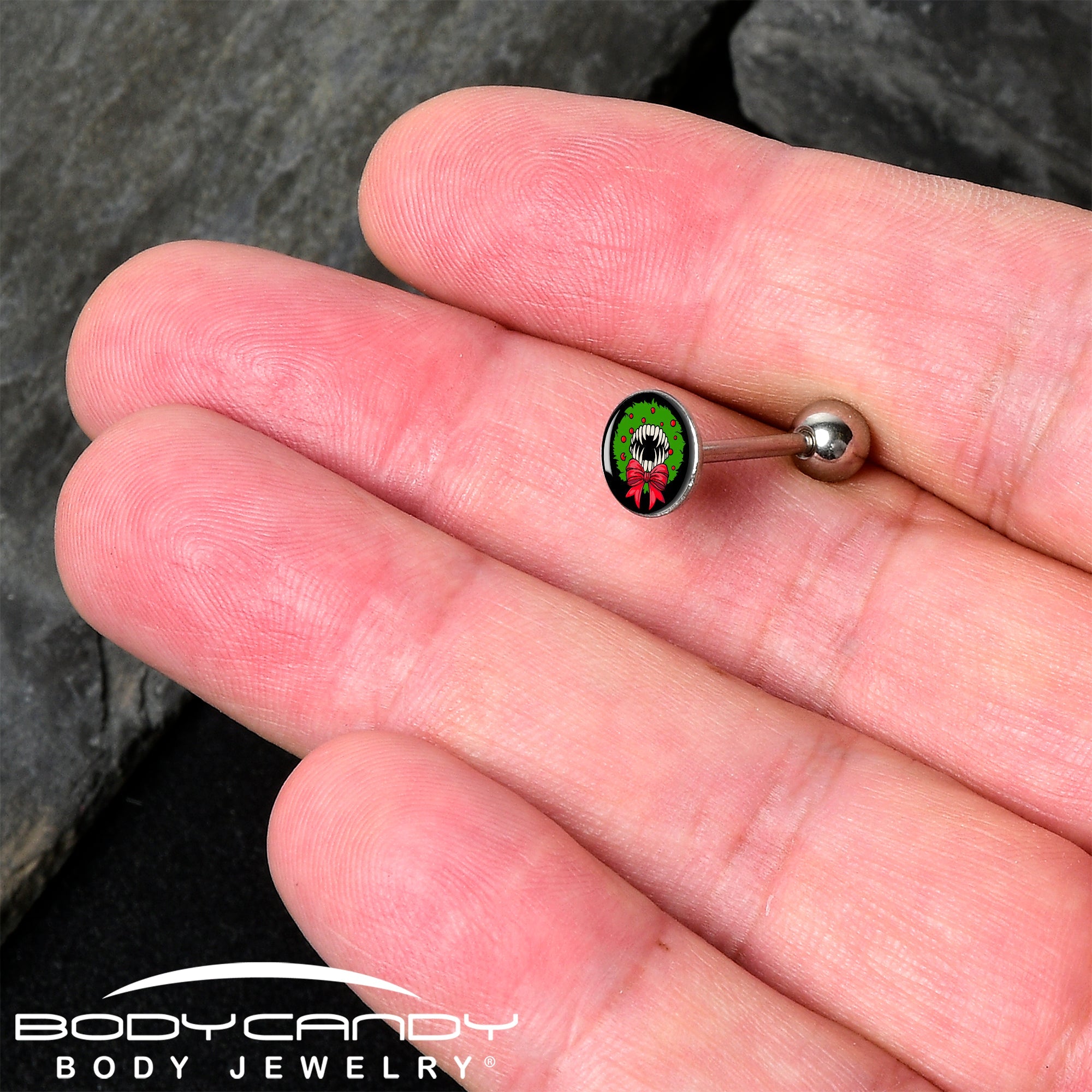 Holiday Vampire Wreath Barbell Tongue Ring by Onyx O
