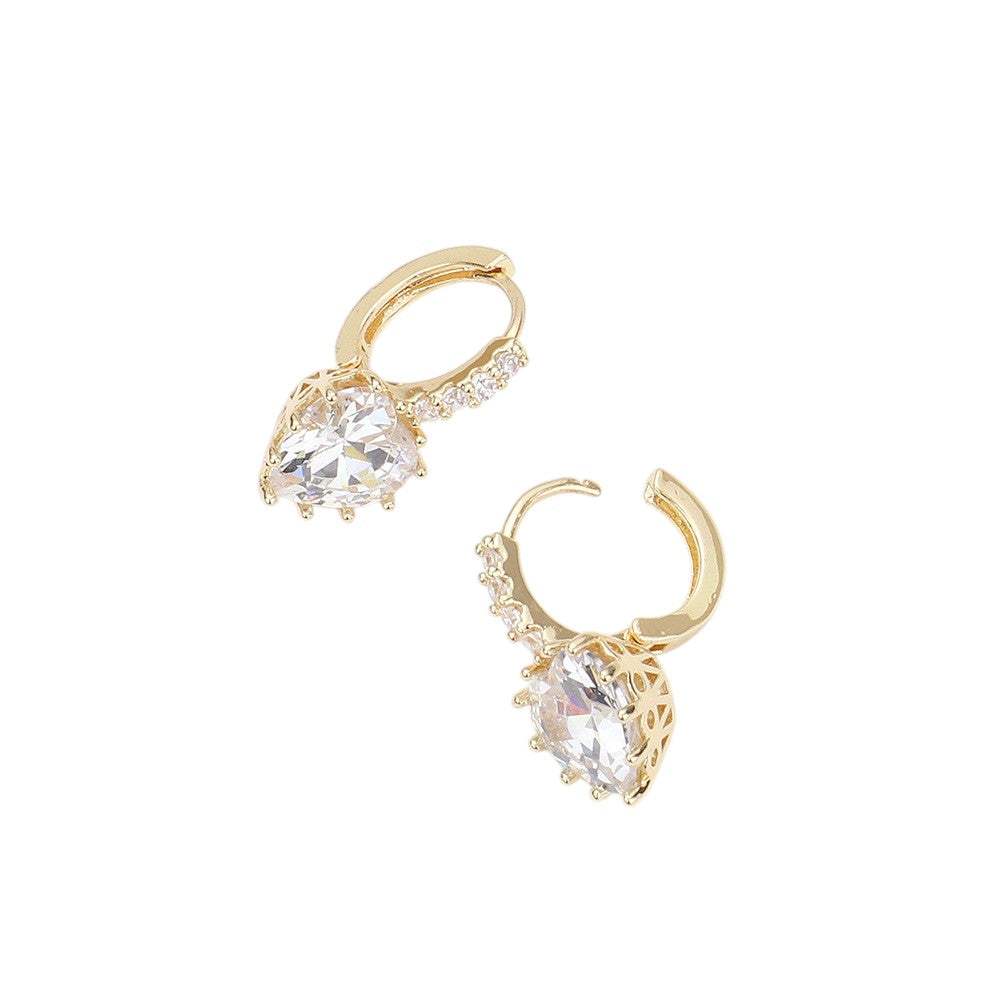 CZ Heart Evening Huggie Earrings - Madeline Love - Flyclothing LLC