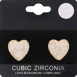CZ Stone Paved Heart Stud Earrings - Madeline Love - Flyclothing LLC
