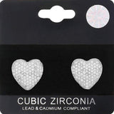 CZ Stone Paved Heart Stud Earrings - Madeline Love - Flyclothing LLC