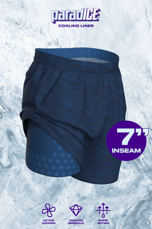 The Cardio King | Navy Space Dye Ball Hammock® 7 Inch Athletic Shorts - Shinesty