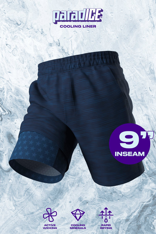 The Cardio King | Navy Space Dye Ball Hammock® 9 Inch Athletic Shorts - Shinesty