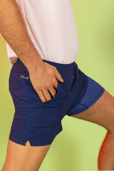 The Cardio King | Navy Space Dye Ball Hammock® 9 Inch Athletic Shorts - Shinesty