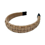 Faux Leather Padded Plaid Braided Headband - Madeline Love - Flyclothing LLC