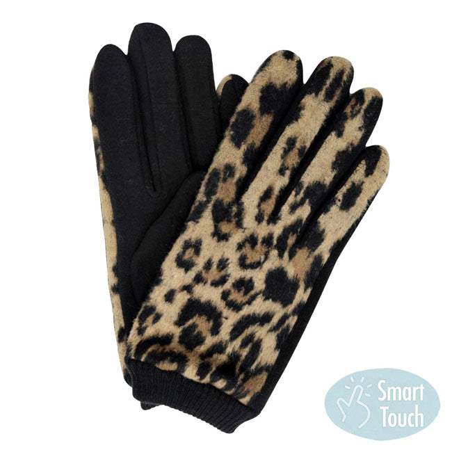 Leopard Print Touch Smart Gloves - Madeline Love - Flyclothing LLC