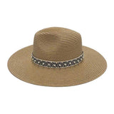 Pearl Embellished Aztec Band Panama Sun Hat - Madeline Love - Flyclothing LLC