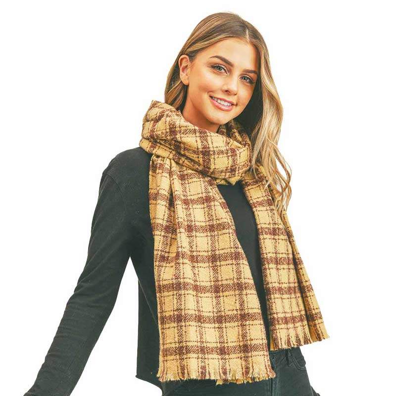 Plaid Check Lurex Oblong Scarf - Madeline Love - Flyclothing LLC
