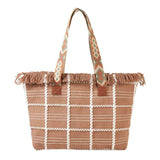 Top Fringe Pointed Check Patterned Tote Bag - Madeline Love - Flyclothing LLC