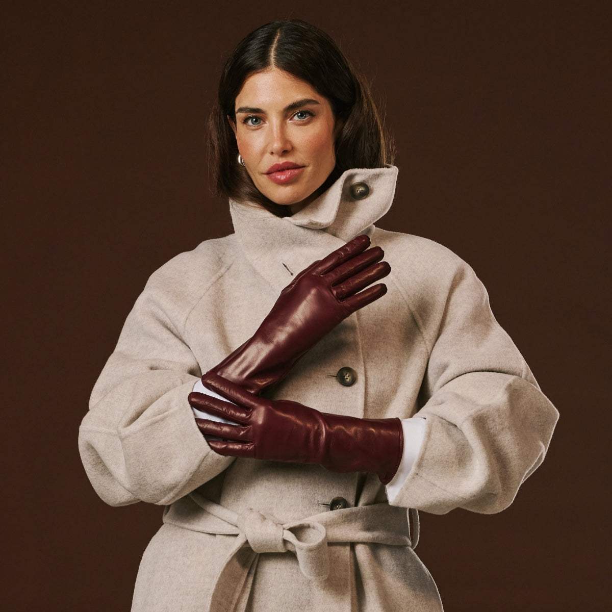 Camilla (xb) - Italian long leather winter gloves with luxurious cashmere lining - Leather Gloves Online - Flyclothing LLC