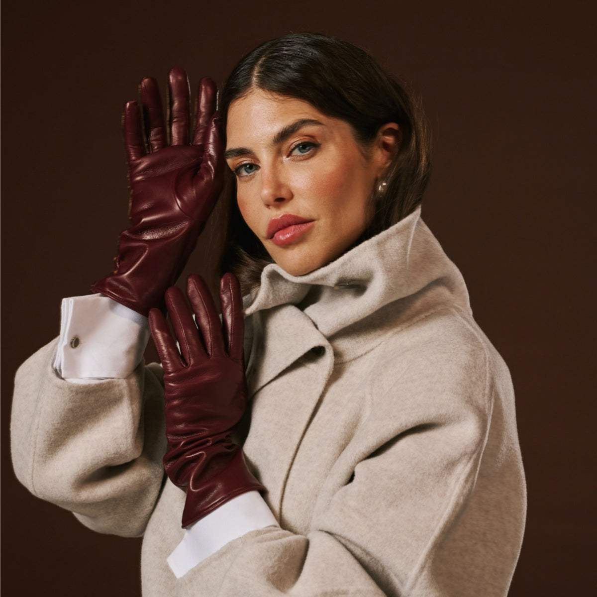 Camilla (xb) - Italian long leather winter gloves with luxurious cashmere lining - Leather Gloves Online - Flyclothing LLC