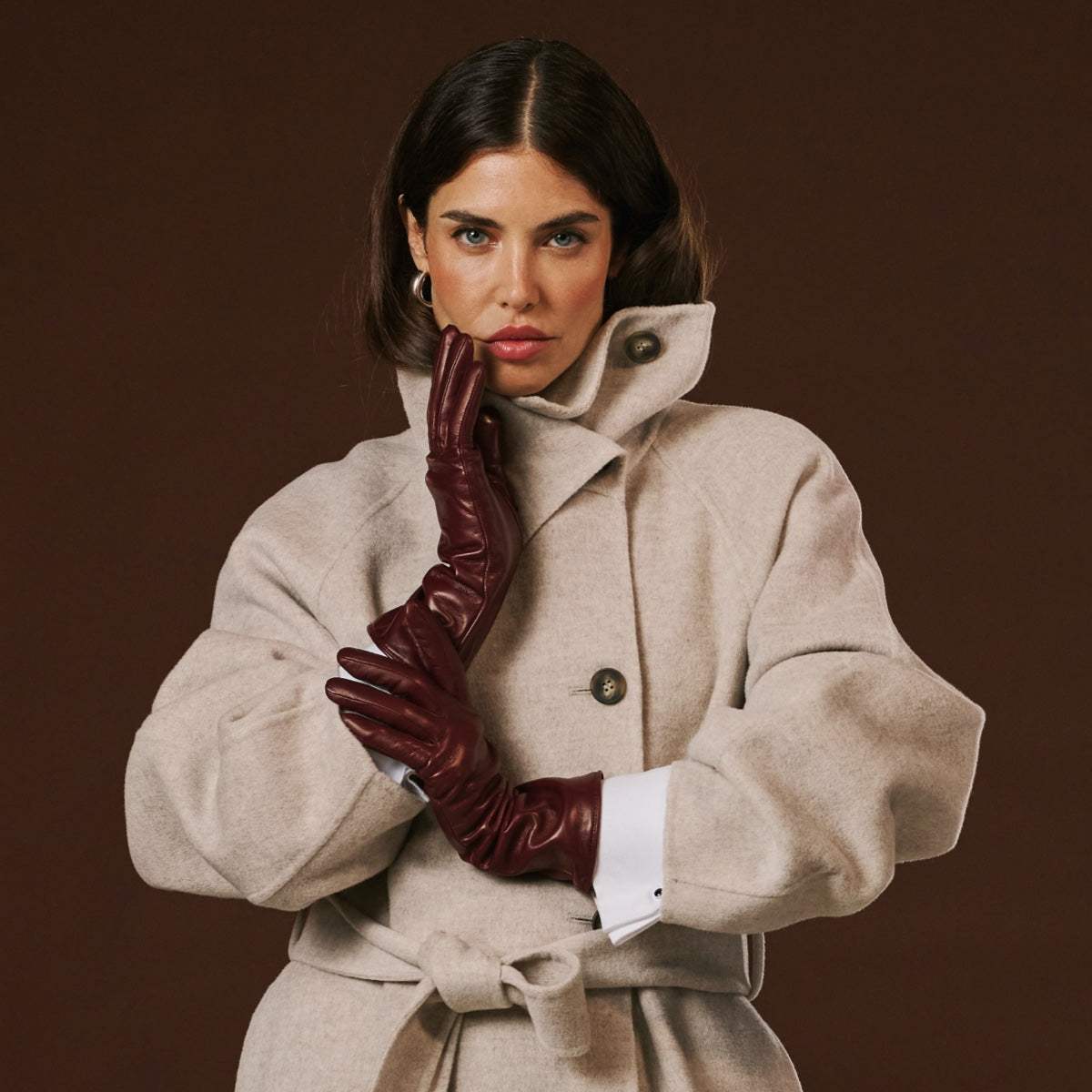 Camilla (xb) - Italian long leather winter gloves with luxurious cashmere lining - Leather Gloves Online - Flyclothing LLC