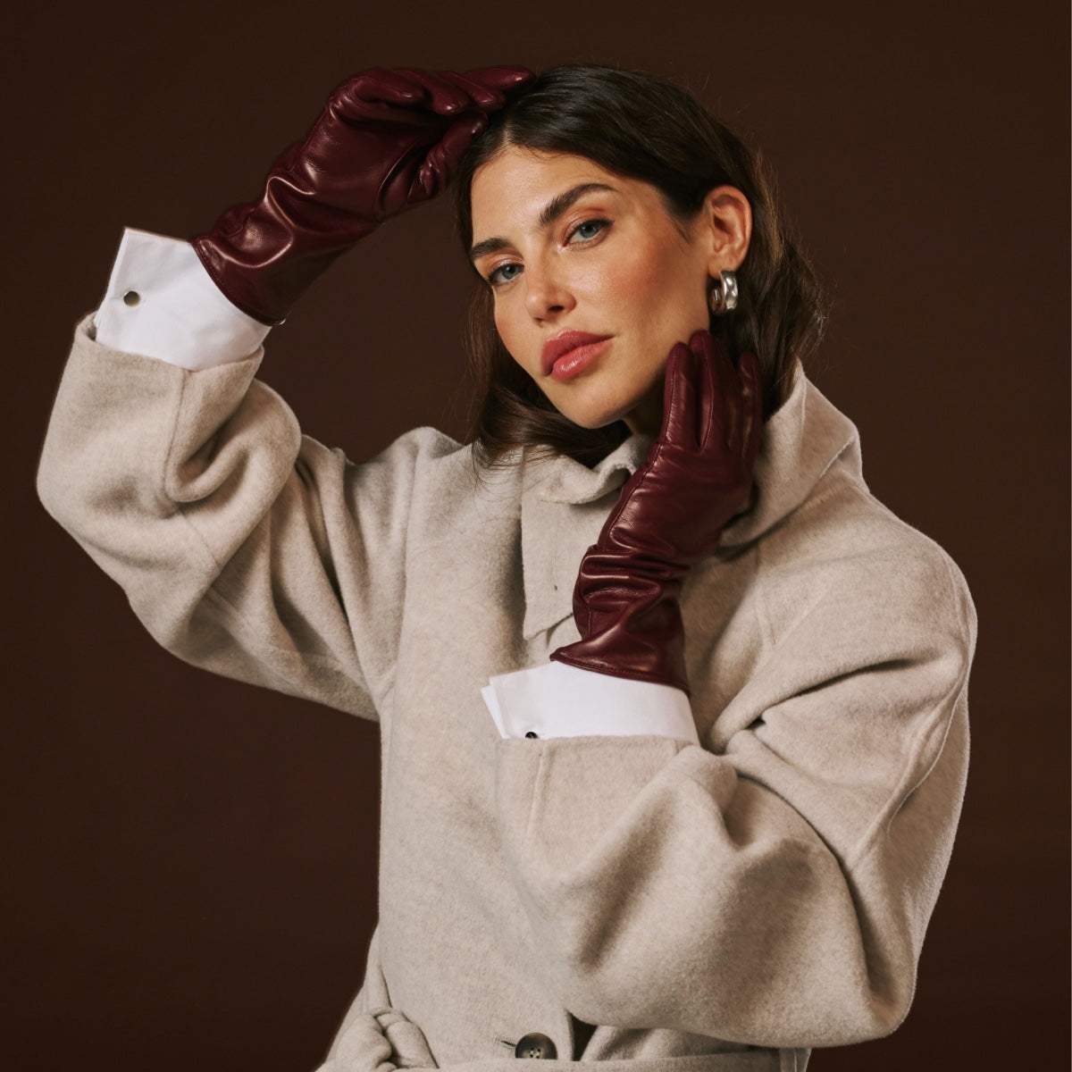 Camilla (xb) - Italian long leather winter gloves with luxurious cashmere lining - Leather Gloves Online - Flyclothing LLC
