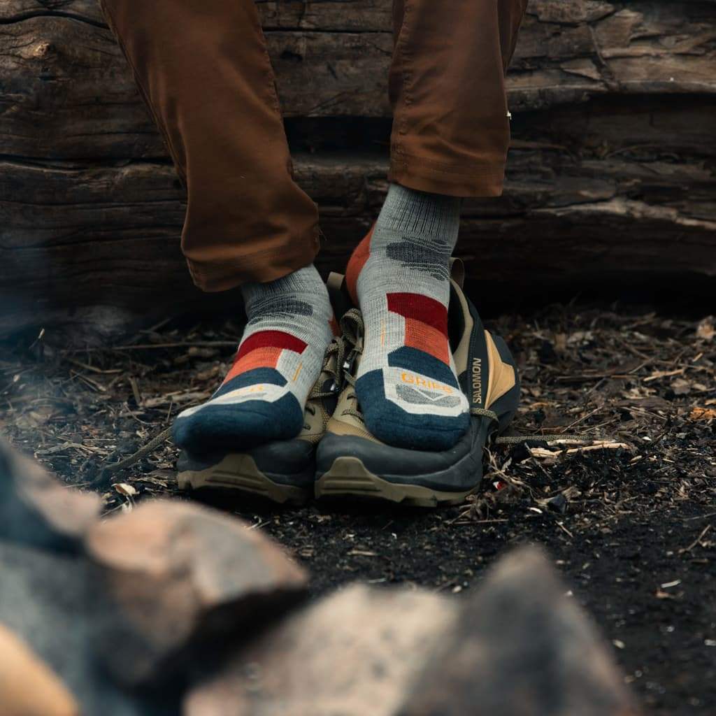 8 Pairs Campfire - Hike Crew Lightweight Merino Wool Sock - GRIP6 - Flyclothing LLC