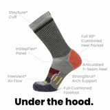 8 Pairs Campfire - Hike Crew Lightweight Merino Wool Sock - GRIP6 - Flyclothing LLC