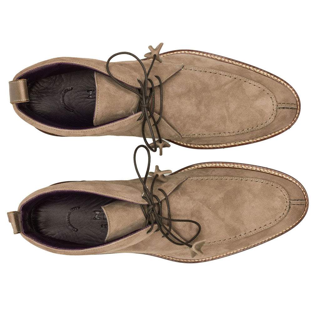 46-605-TPE CAMPO HIGH Italian Sueded Goatskin Chukka Boot, Taupe - Zelli Italia - Flyclothing LLC