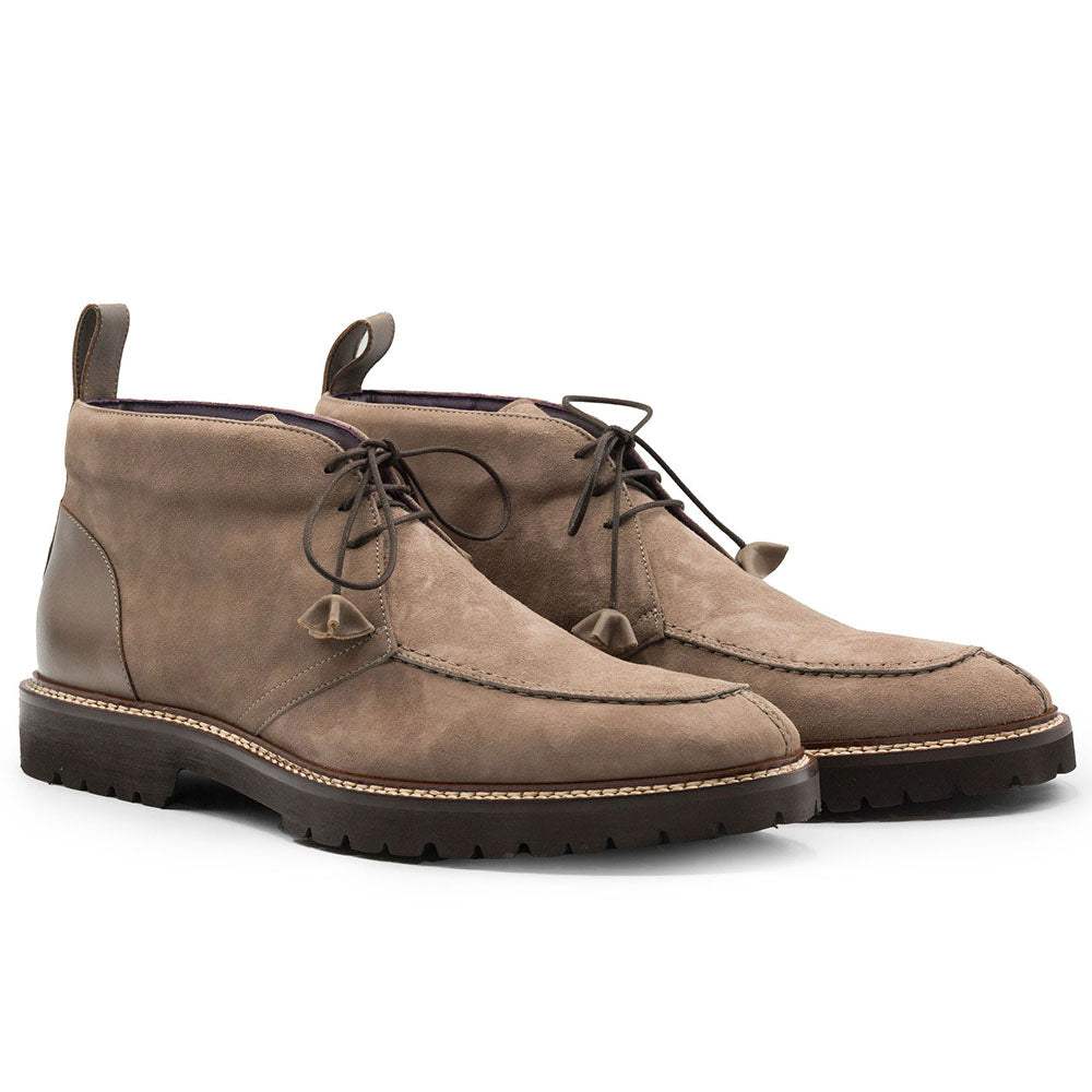 46-605-TPE CAMPO HIGH Italian Sueded Goatskin Chukka Boot, Taupe - Zelli Italia - Flyclothing LLC