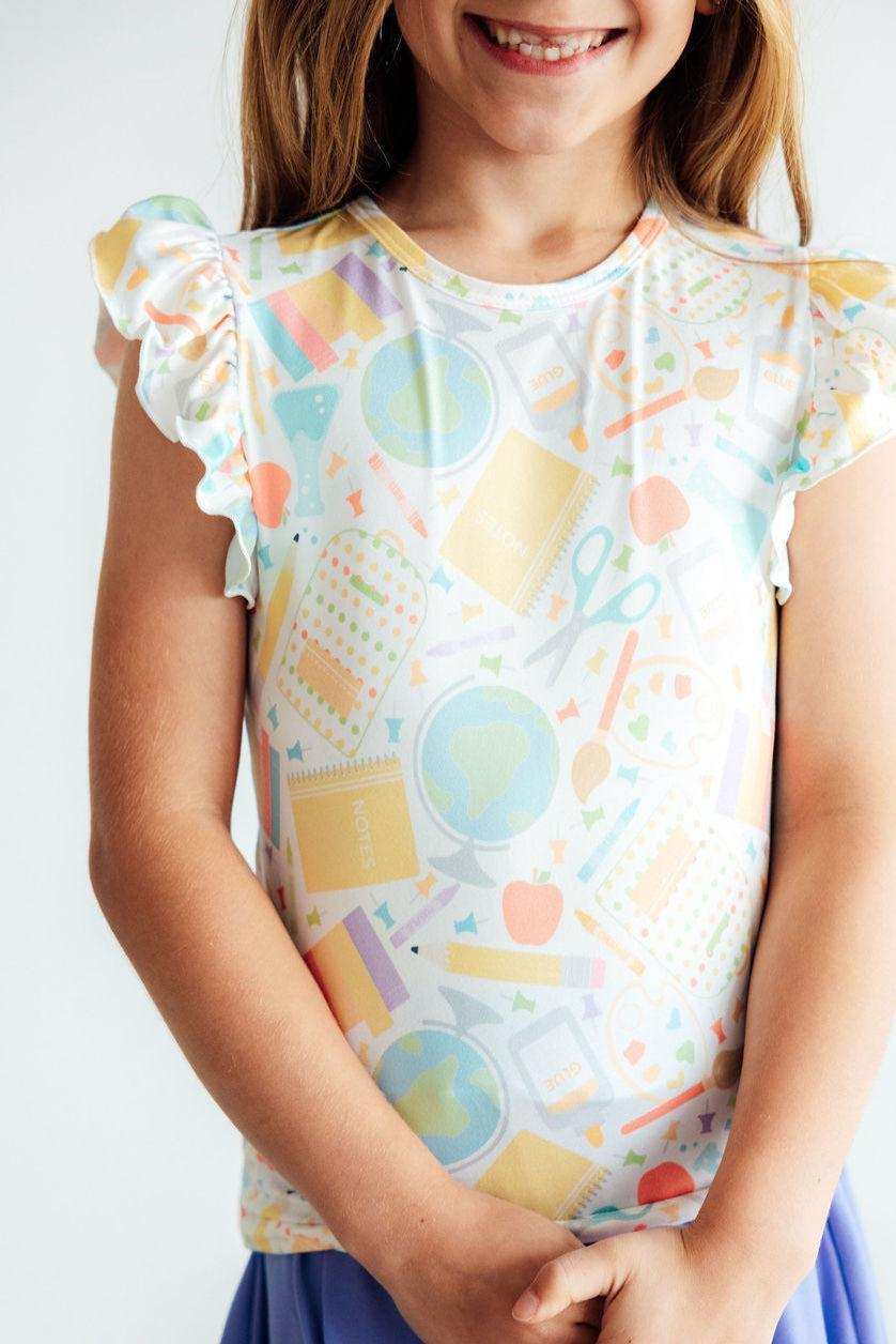 Campus Cutie S/S Ruffle Tee - Mila & Rose ® - Flyclothing LLC