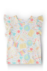 Campus Cutie S/S Ruffle Tee - Mila & Rose ® - Flyclothing LLC