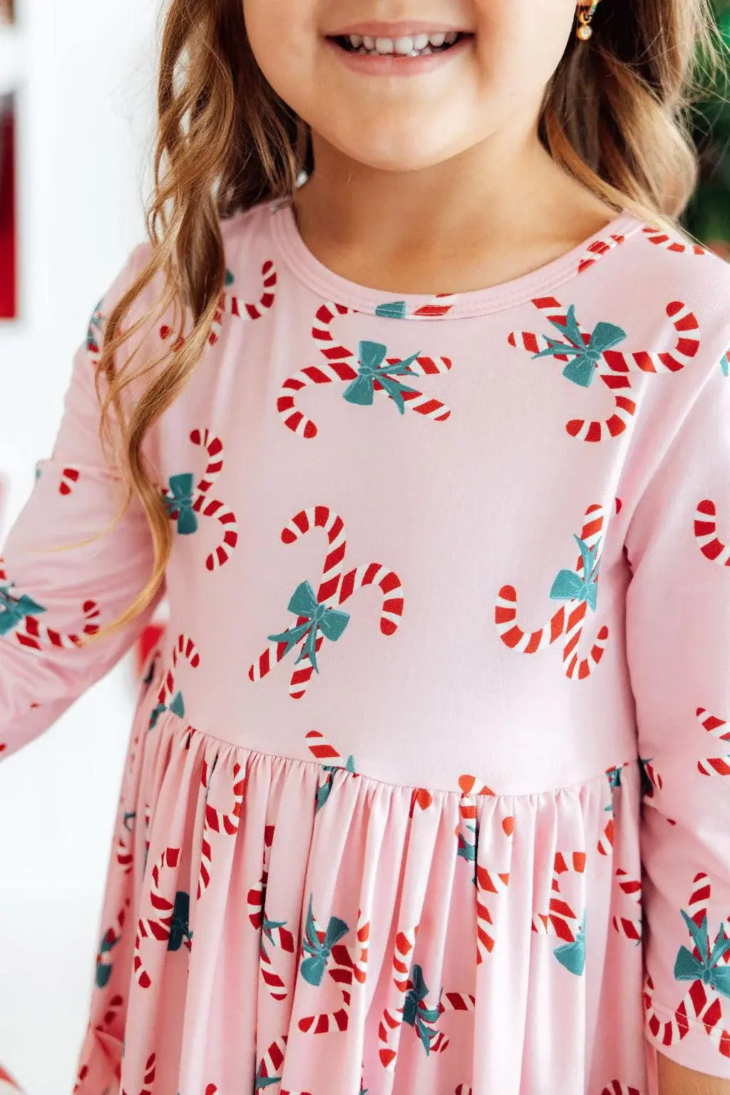 Candy Cane Cutie 3/4 Sleeve Pocket Twirl Dress - Mila & Rose ® - Flyclothing LLC