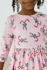 Candy Cane Cutie 3/4 Sleeve Pocket Twirl Dress - Mila & Rose ® - Flyclothing LLC