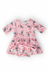Candy Cane Cutie 3/4 Sleeve Twirl Bodysuit
