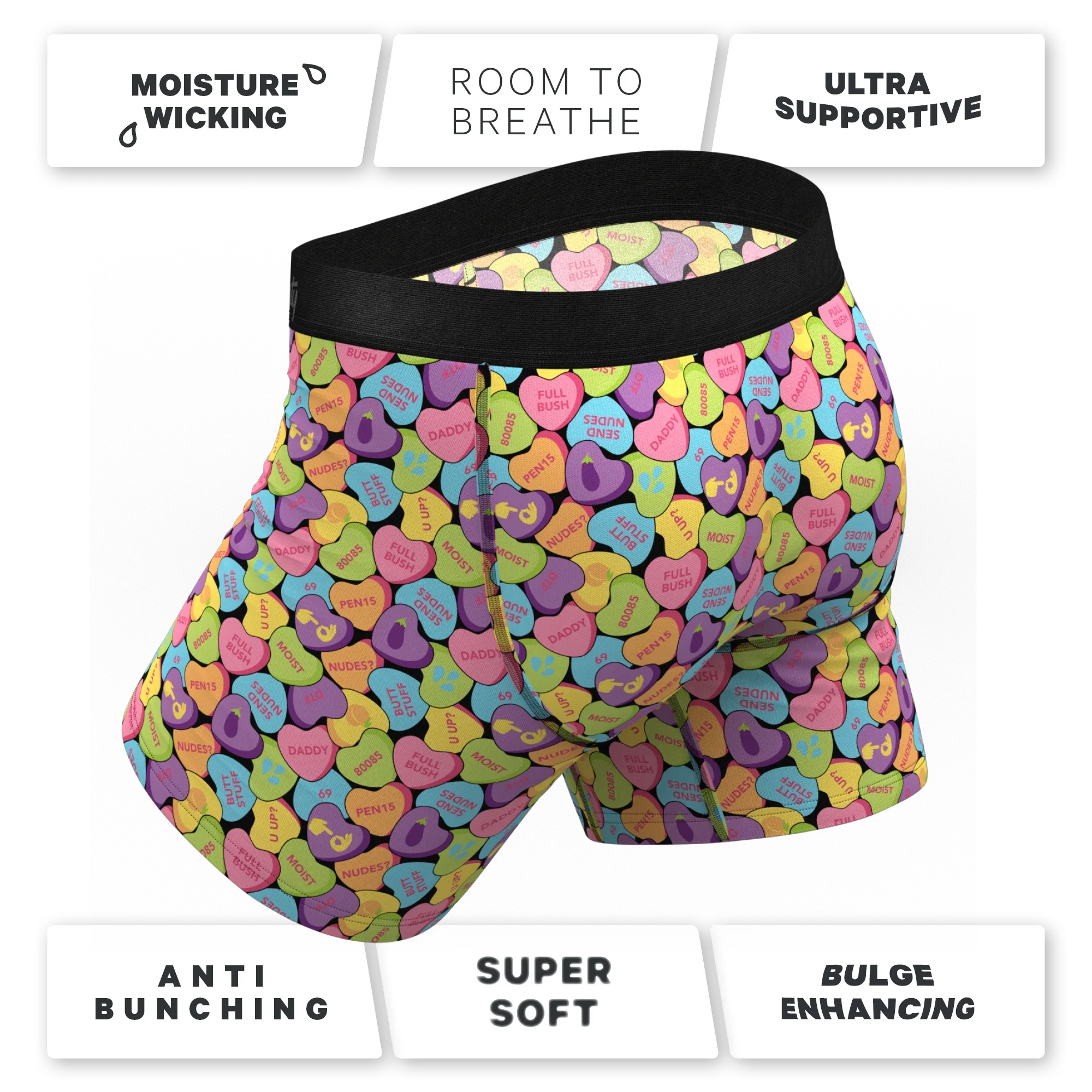 The Candy Crush | Candy Hearts Ball Hammock® Pouch Underwear With Fly - Shinesty - Flyclothing LLC