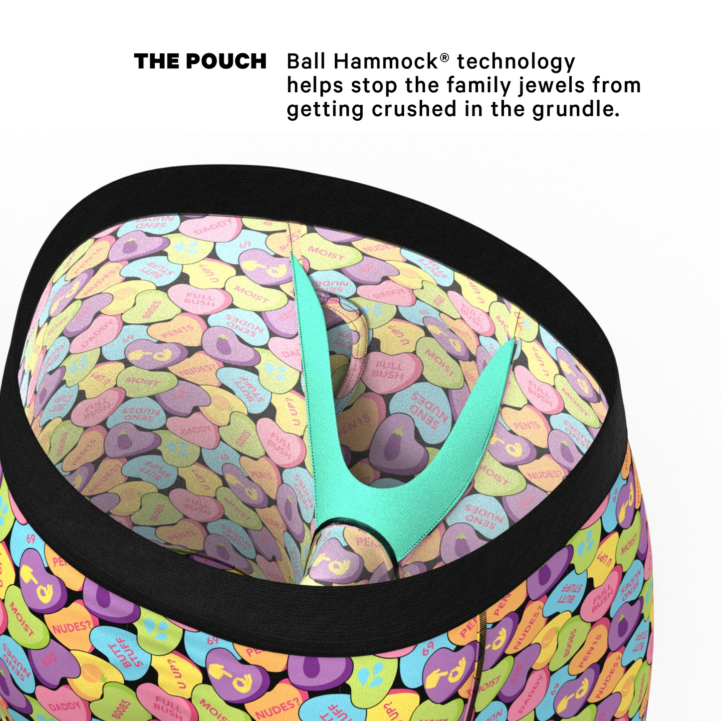 The Candy Crush | Candy Hearts Long Leg Ball Hammock® Pouch Underwear With Fly - Shinesty - Flyclothing LLC