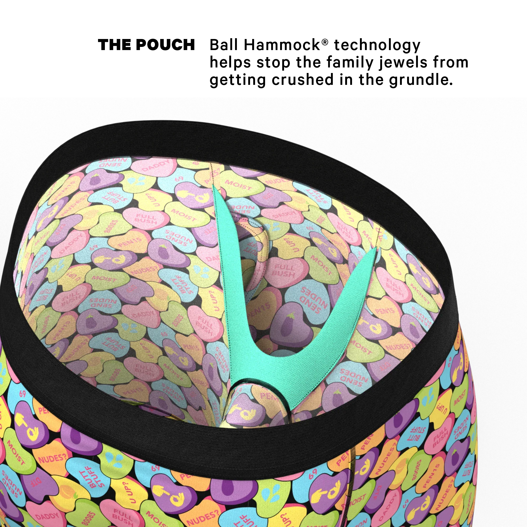 The Candy Crush | Candy Hearts Long Leg Ball Hammock® Pouch Underwear With Fly - Shinesty - Flyclothing LLC