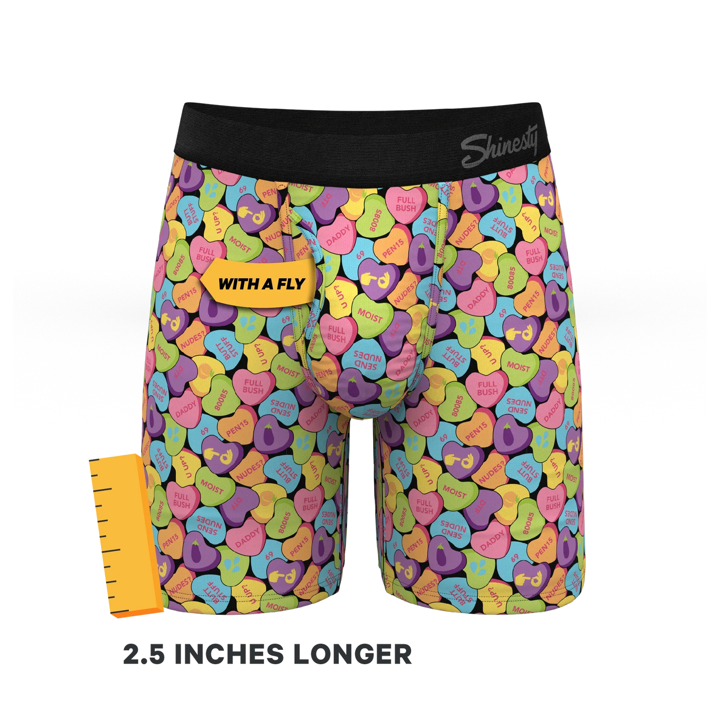 The Candy Crush | Candy Hearts Long Leg Ball Hammock® Pouch Underwear With Fly - Shinesty - Flyclothing LLC