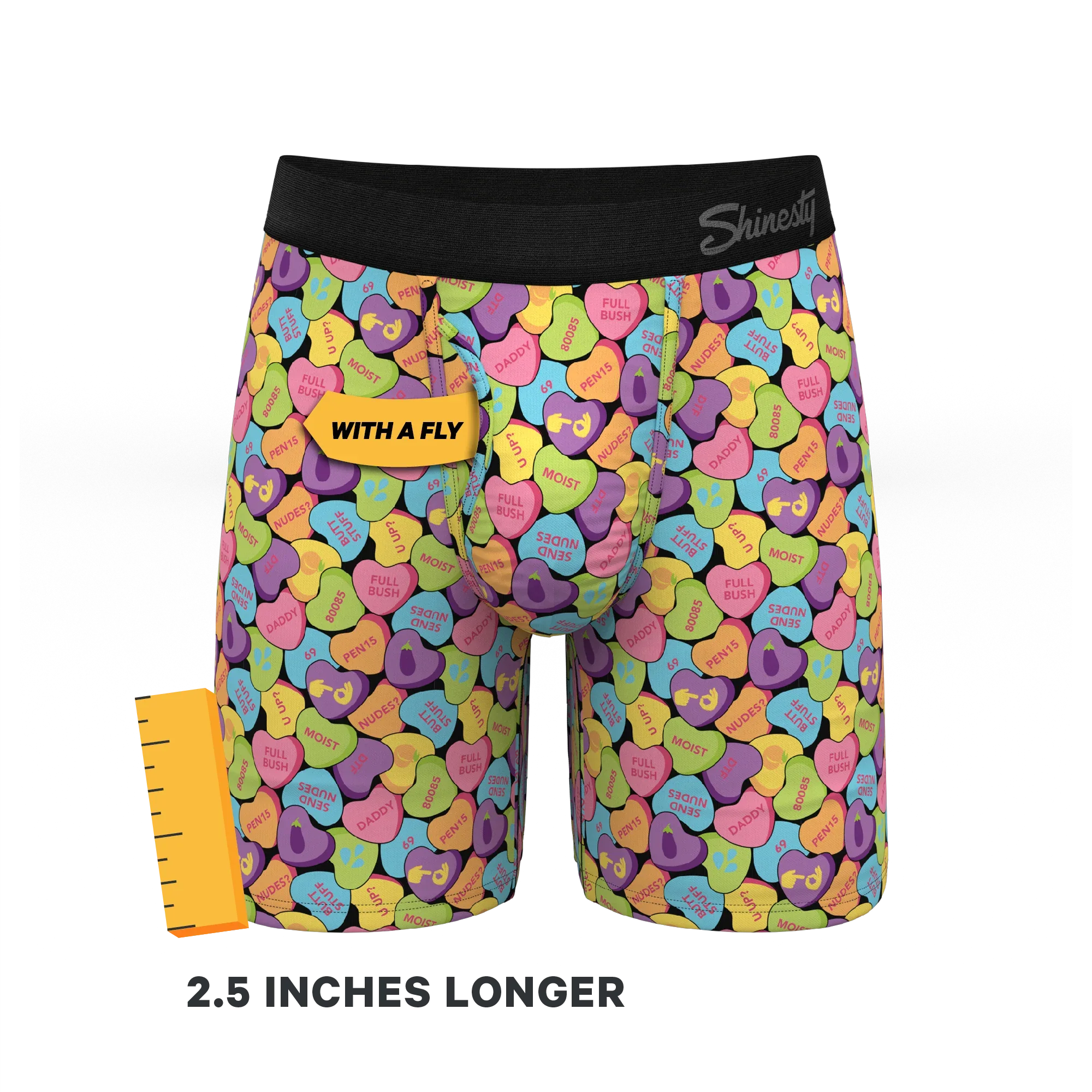 The Candy Crush | Candy Hearts Long Leg Ball Hammock® Pouch Underwear With Fly - Shinesty - Flyclothing LLC